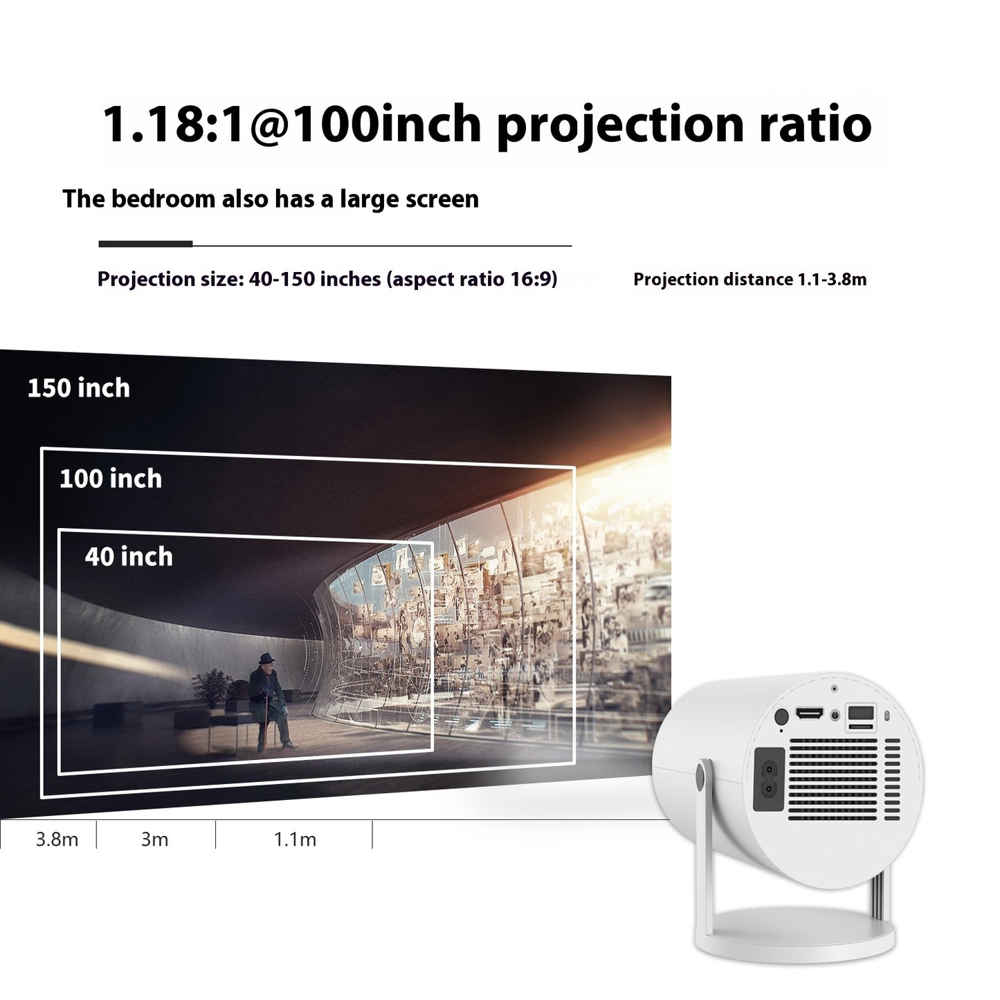 Mini projecteur portable 180° | Mise au point automatique – Idéal maison & vidéos