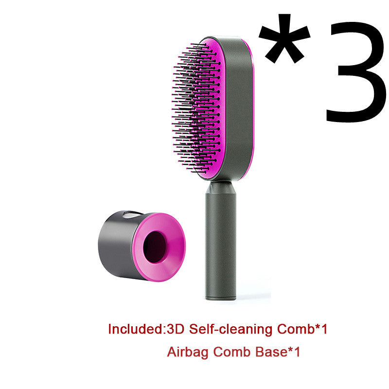 Brosse à Cheveux Auto-nettoyante pour Femme – Nettoyage en Un Clic, Massage du Cuir Chevelu, Anti-perte et Antistatique