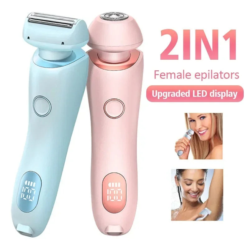 "Épilateur 2 en 1 Rechargeable USB – Rasoir pour Femme Corps, Visage, Jambes, Aisselles, Maillot, Mains, Zones Intimes"