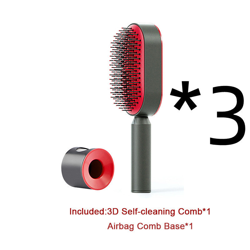Brosse à Cheveux Auto-nettoyante pour Femme – Nettoyage en Un Clic, Massage du Cuir Chevelu, Anti-perte et Antistatique