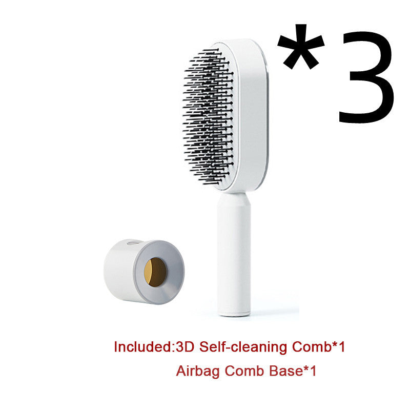 Brosse à Cheveux Auto-nettoyante pour Femme – Nettoyage en Un Clic, Massage du Cuir Chevelu, Anti-perte et Antistatique