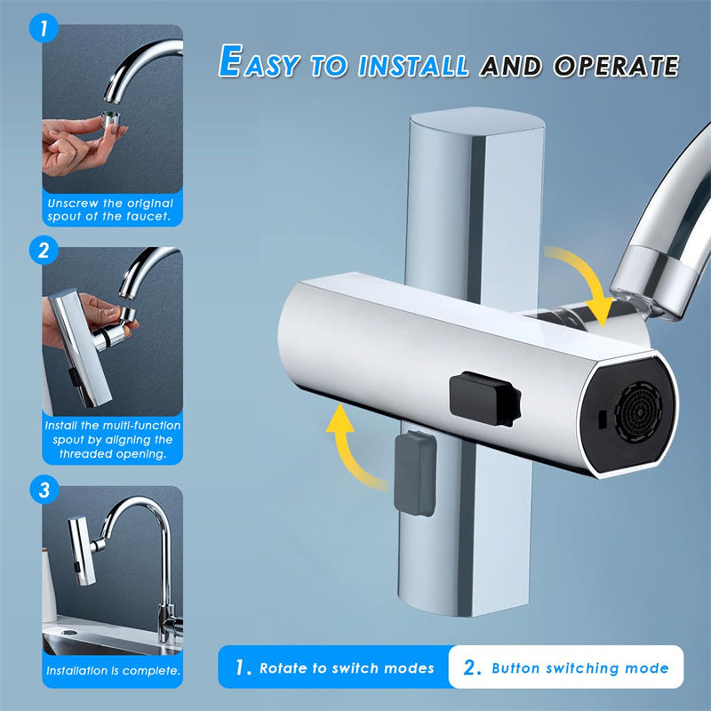 Robinet de Cuisine Multifonction – Jet Cascade, Antiéclaboussures, Rotation 360°